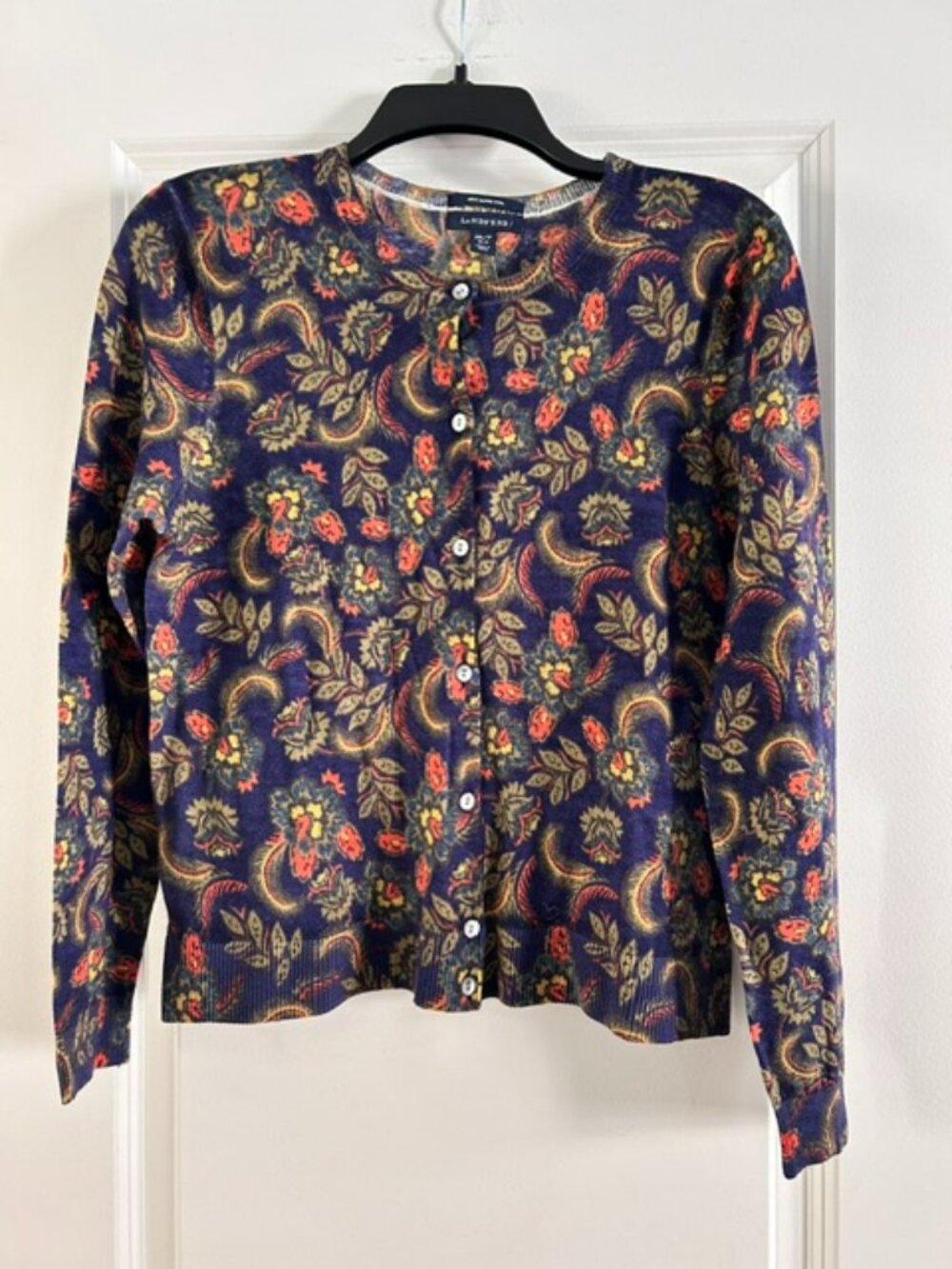 NWT Land's End Women's Merino Wool Paisley Sweater, Size MP